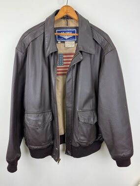 Vintage Air Force Airborne Leathers Thrashed Leather Bomber Jacket L
